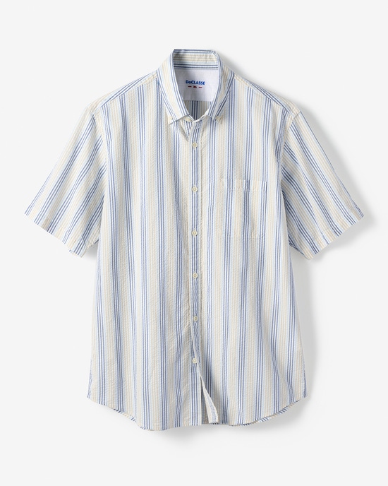 ライトコットン先染めシアサッカー半袖