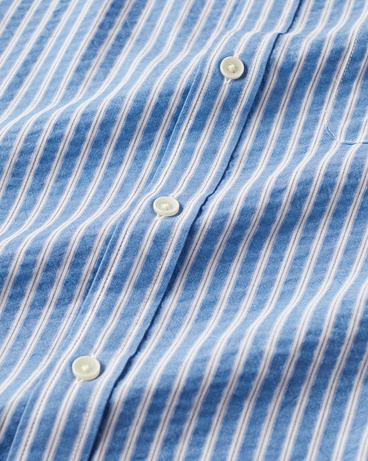 ライトコットン・シアサッカーシャツ半袖 詳細画像 ブルーストライプ 2