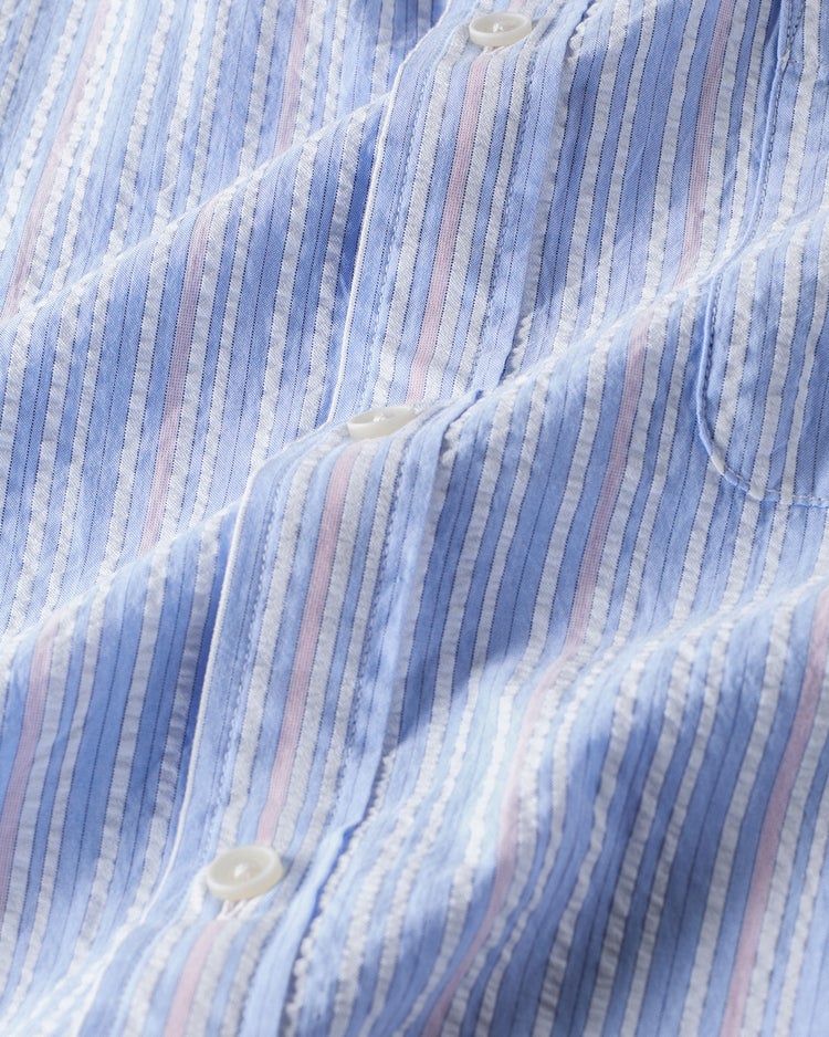 ライトコットン先染めシアサッカー半袖 詳細画像 スモーキーサックス 2