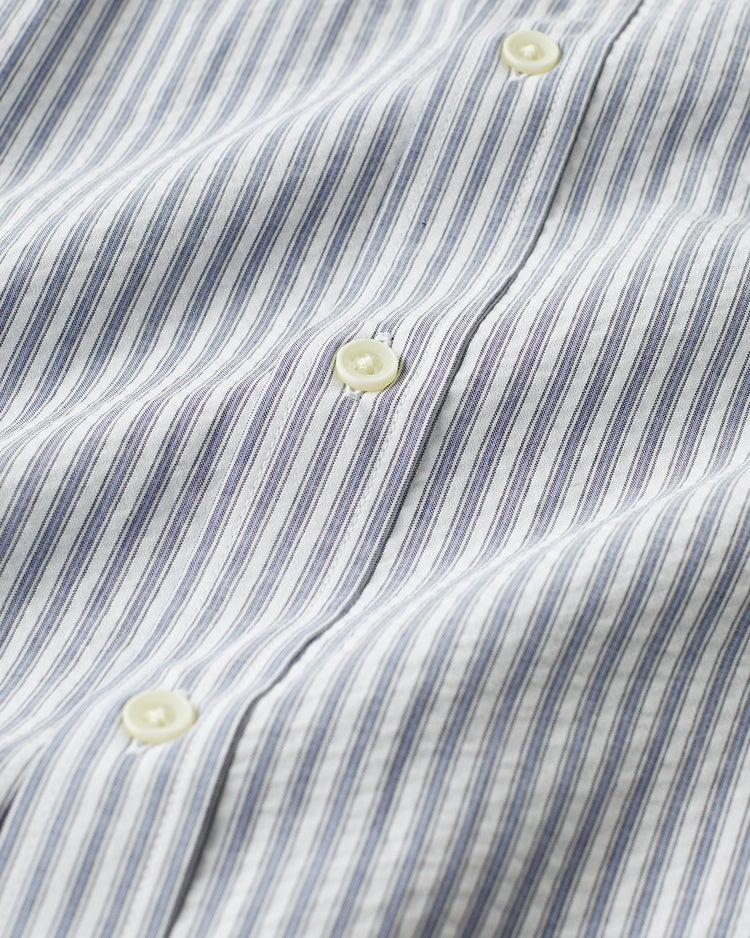ライトコットン・シアサッカーシャツ半袖 詳細画像 インクブルーストライプ 2