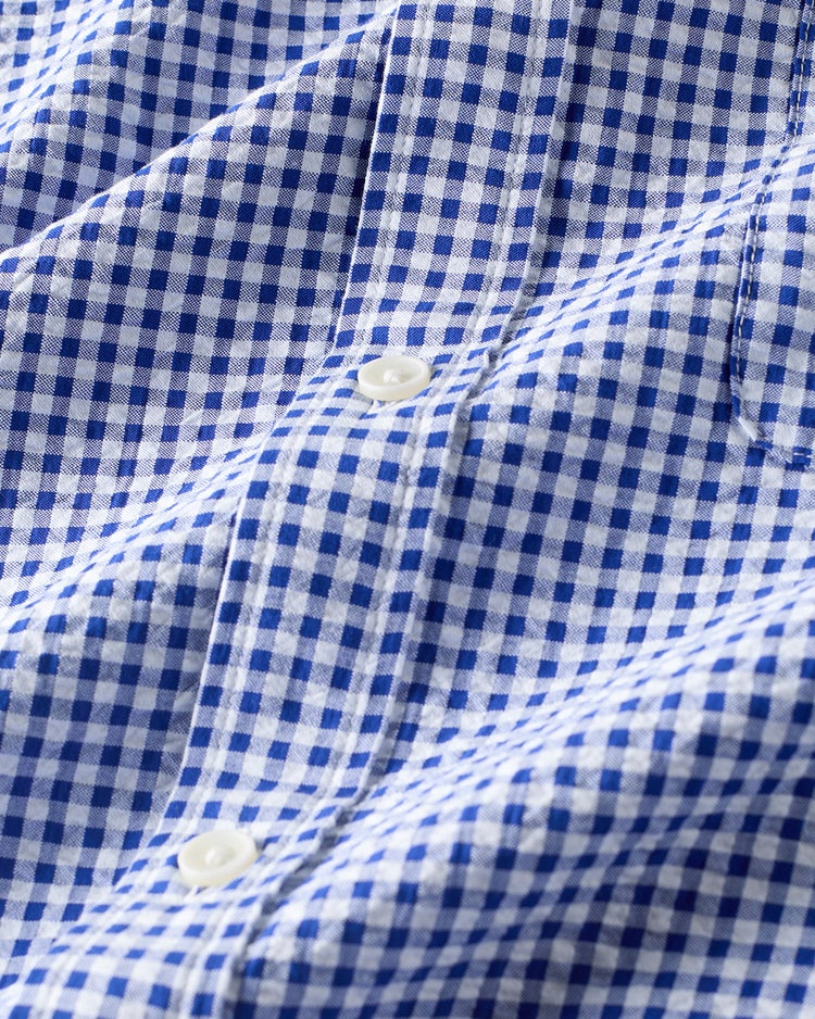 ライトコットン先染めシアサッカー半袖 詳細画像 ネイビー&times;ホワイト 3