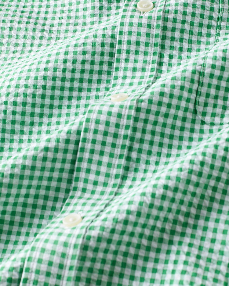 ライトコットン先染めシアサッカー半袖 詳細画像 グリーンギンガム 2