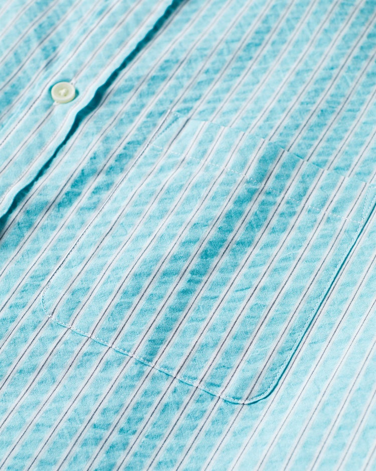 ライトコットン・シアサッカーシャツ半袖 詳細画像 グリーンストライプ 3