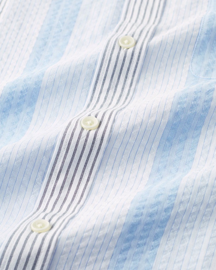 ライトコットン・シアサッカーシャツ半袖 詳細画像 ブルーマルチ 2