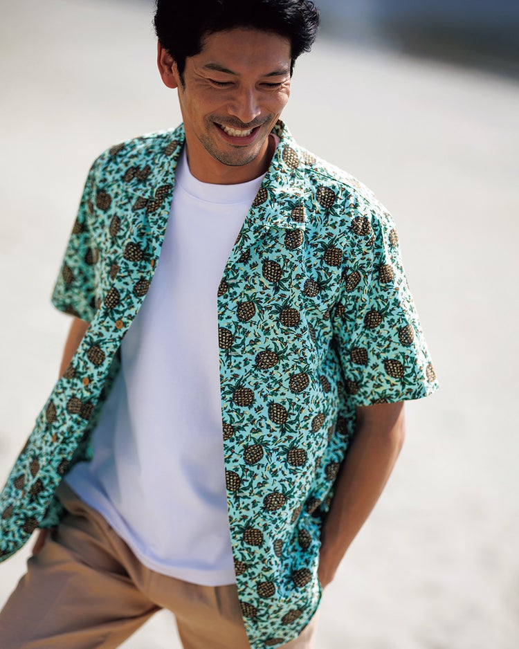 ハワイアンシアサッカーシャツ・半袖 詳細画像 グリーン・パターン 1