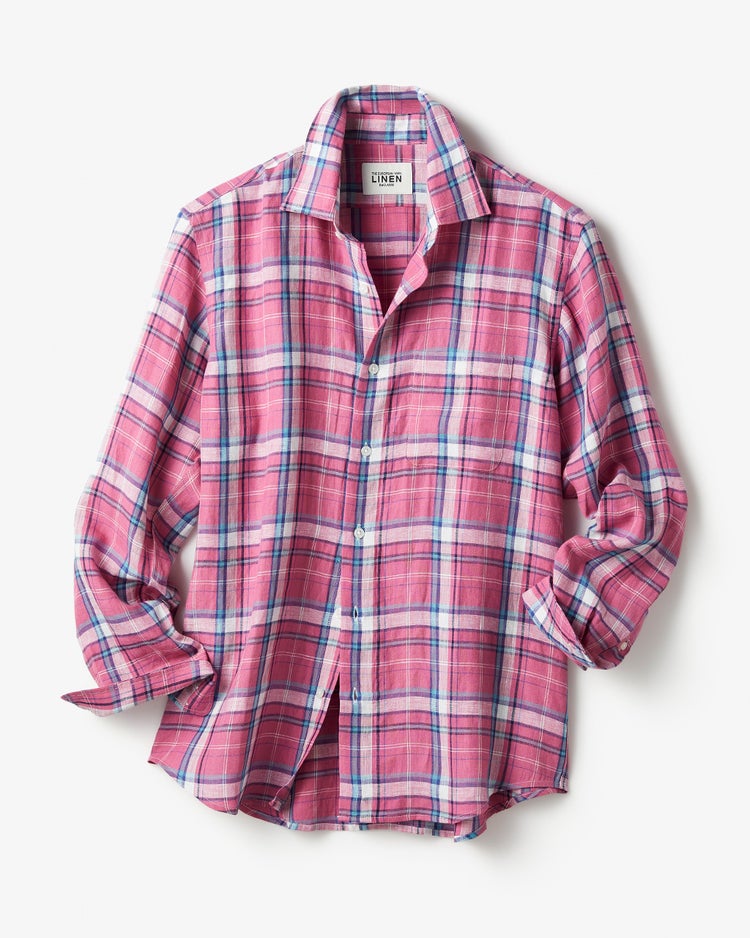 リネンシャンブレー・長袖 詳細画像 ピンクチェック 1