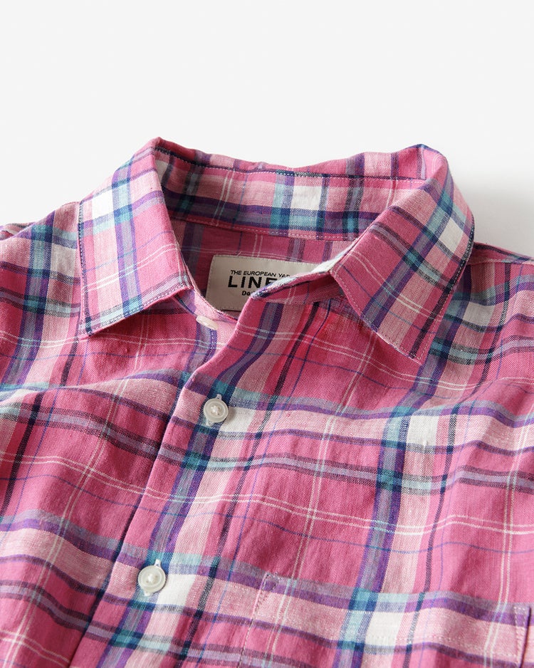 リネンシャンブレー・長袖 詳細画像 ピンクチェック 2