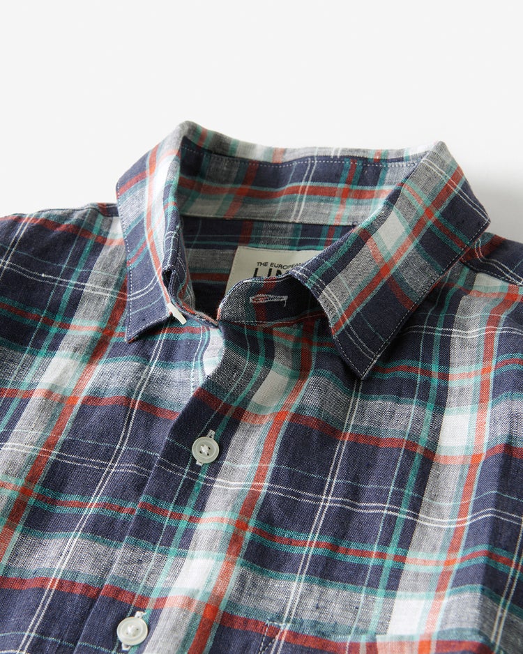 リネンシャンブレー・長袖 詳細画像 ネイビーチェック 2