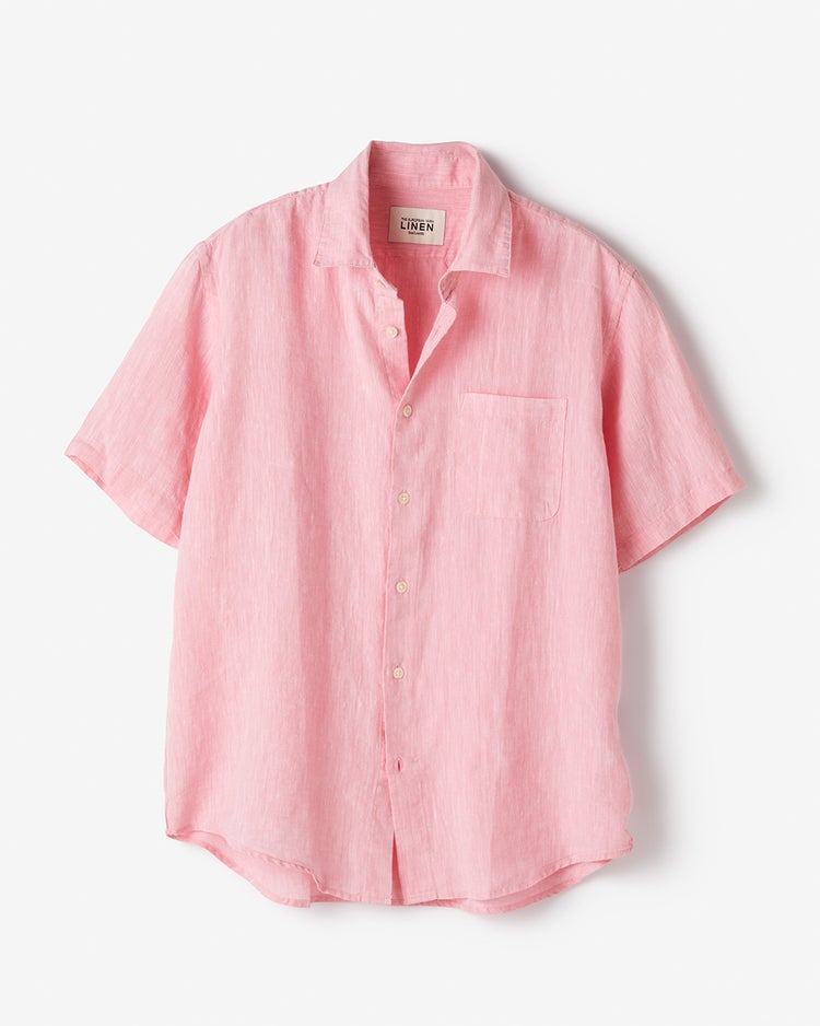リネンシャンブレーシャツ・半袖 詳細画像 ピンク 8