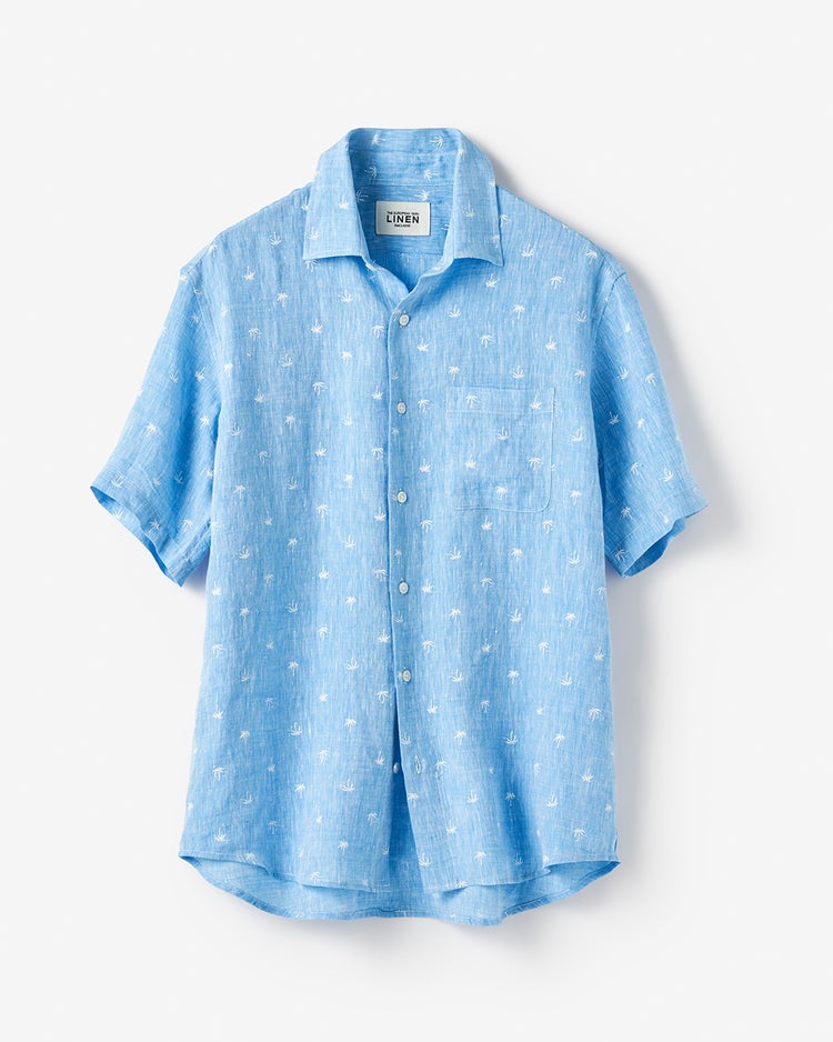 リネンシャンブレーシャツ・半袖 詳細画像 ブルー・パターン 1