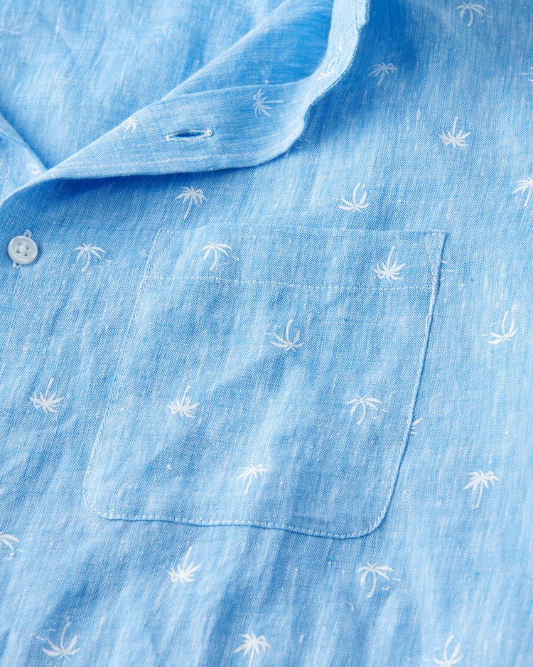 リネンシャンブレーシャツ・半袖 詳細画像 ブルー・パターン 3