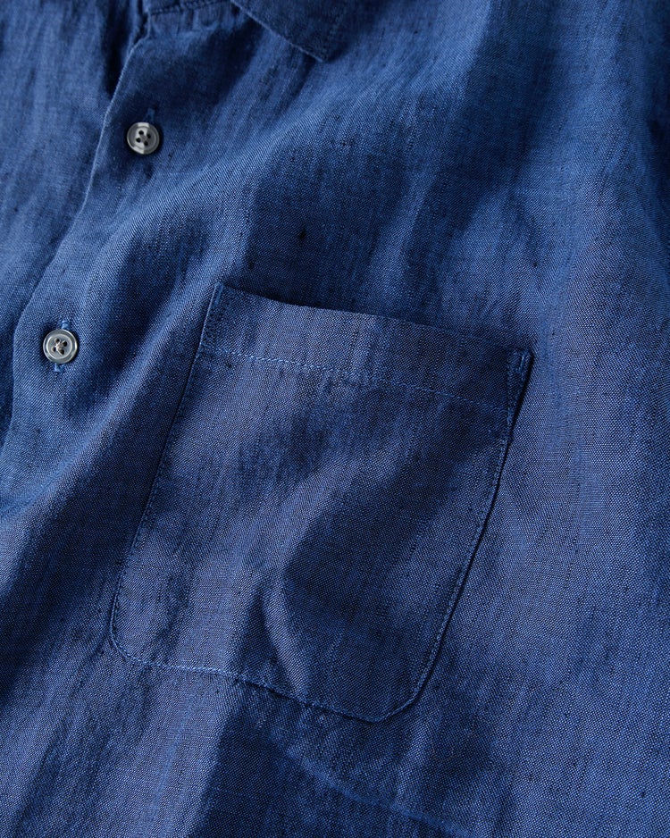 リネンシャンブレーシャツ・半袖 詳細画像 ミッドナイトブルー 3
