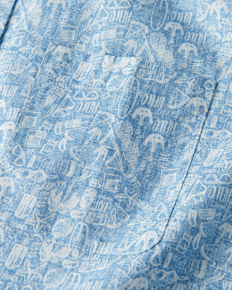 コットンプリントシャツ 半袖 詳細画像 サックス・パターン 3