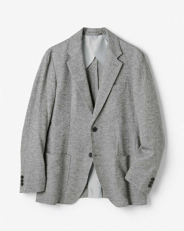 綿麻ストレッチ・ヘリンボーンジャケット 詳細画像 グレージュ 1