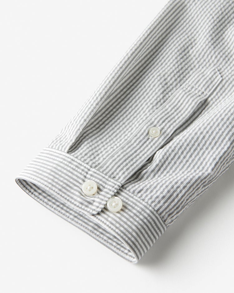 クールマックスサッカー・ スタンドカラーシャツ（七分袖） 詳細画像 グレーストライプ 2