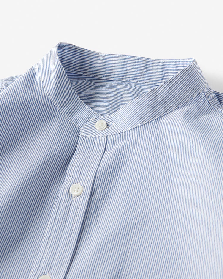 クールマックスサッカー・ スタンドカラーシャツ（七分袖） 詳細画像 ブルーストライプ 3