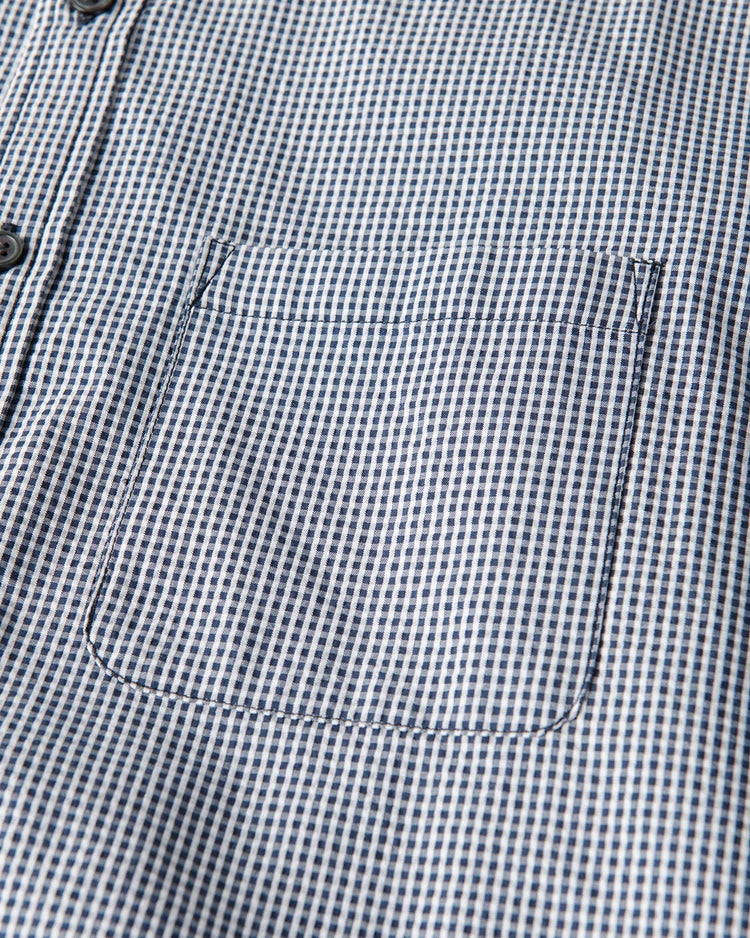 クールマックスサッカー・ スタンドカラーシャツ（七分袖） 詳細画像 ネイビーギンガム 3