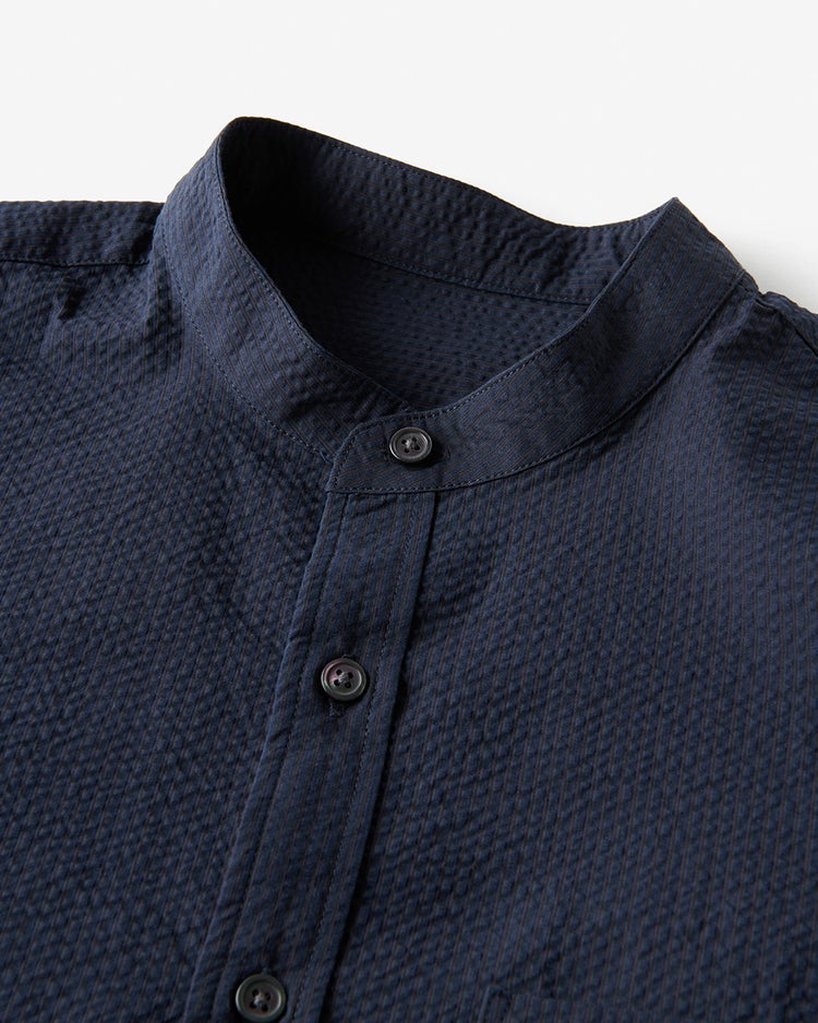 クールマックスサッカー・ スタンドカラーシャツ（七分袖） 詳細画像 ミッドナイトブルー 2