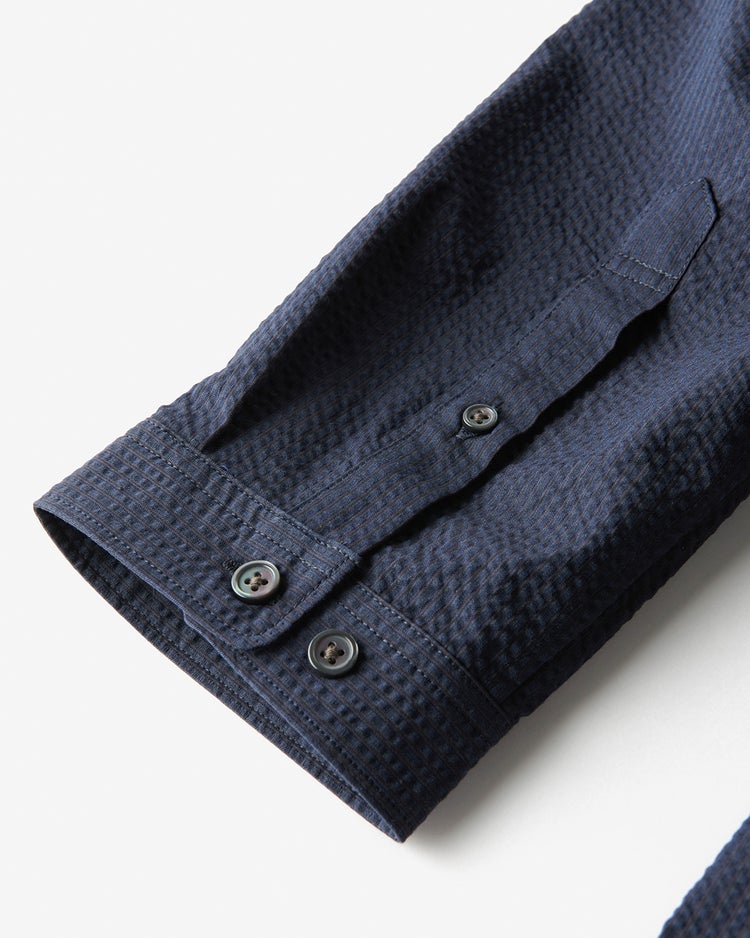 クールマックスサッカー・ スタンドカラーシャツ（七分袖） 詳細画像 ミッドナイトブルー 3