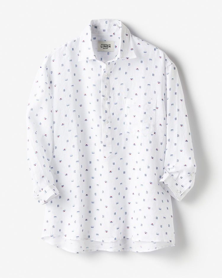 リネンプルオーバーシャツ 詳細画像 ホワイト・パターン 3