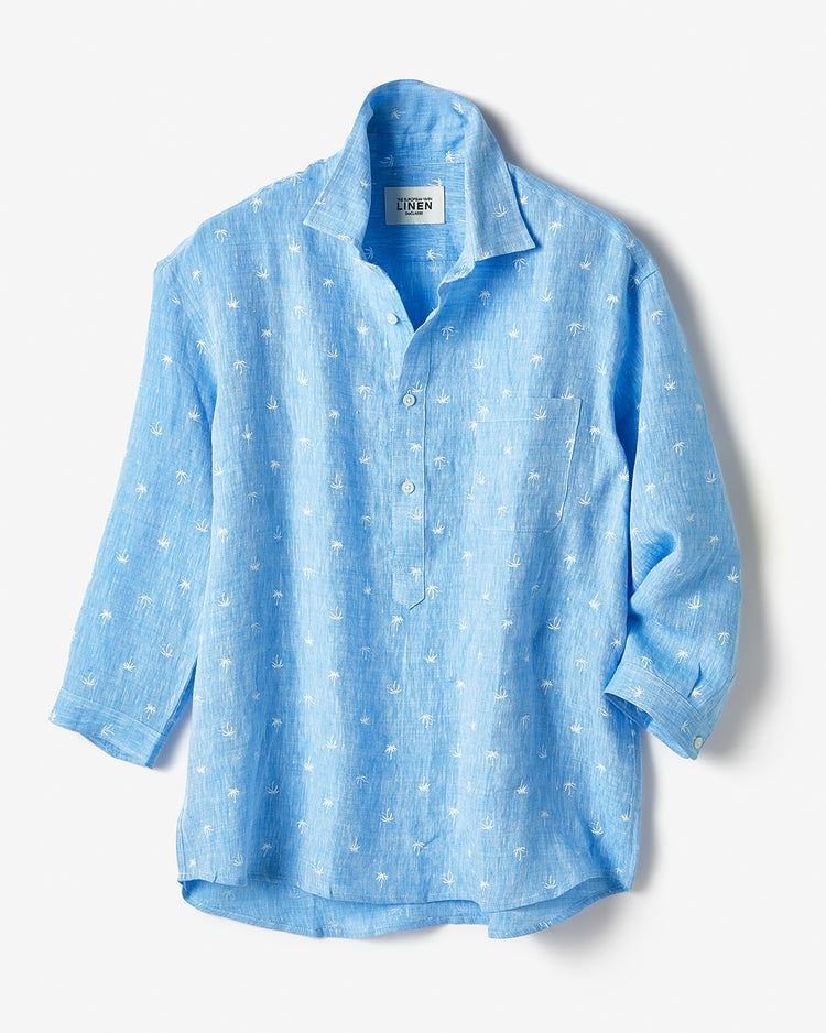リネンプルオーバーシャツ 詳細画像 ブルー・パターン 1