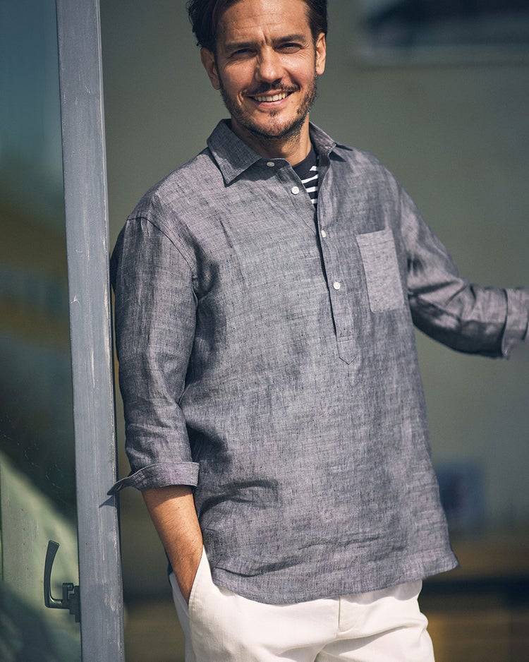 リネンプルオーバーシャツ 詳細画像 ダークインディゴ 1