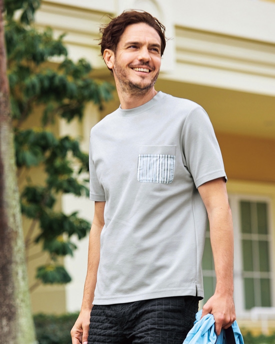 鹿の子クルーネックポケットT