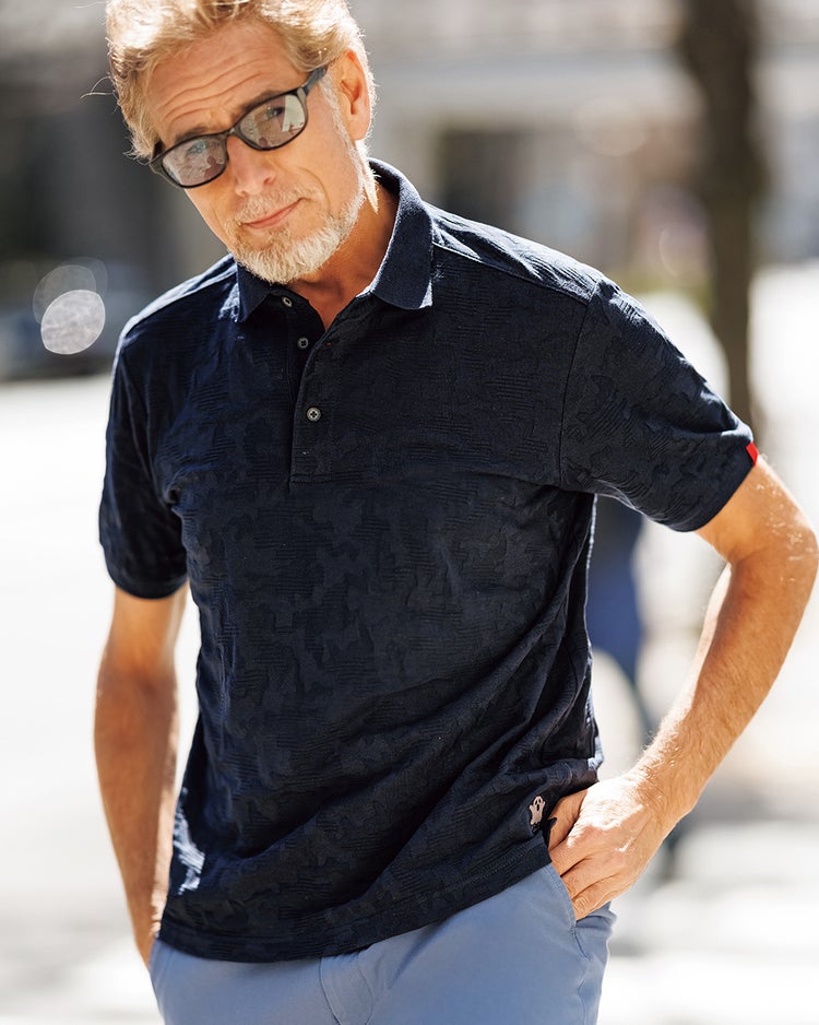 コットンブレンドジャガードポロ 詳細画像 ネイビー 1