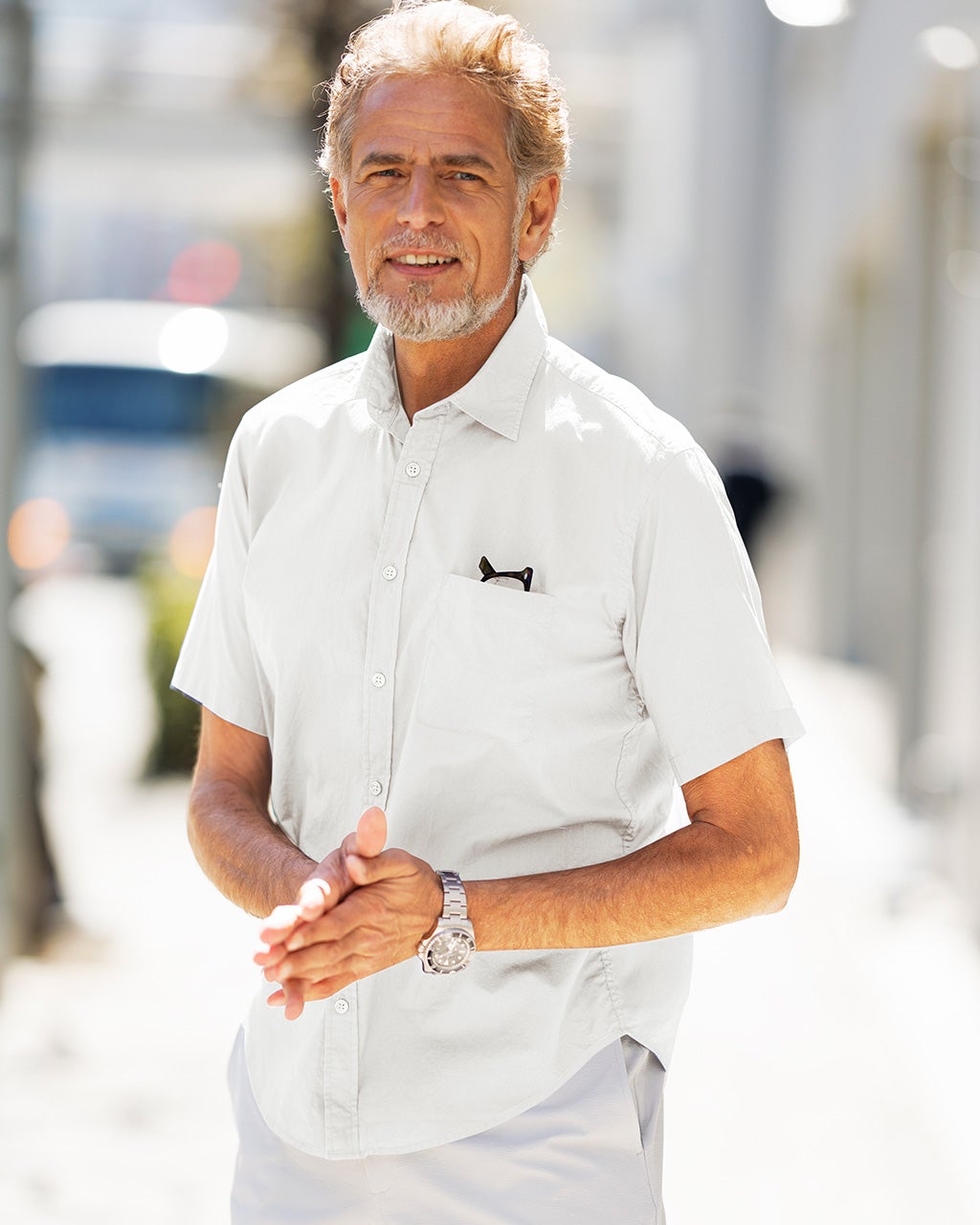 シルキーコットンローンシャツ（半袖）/40代50代からのメンズ