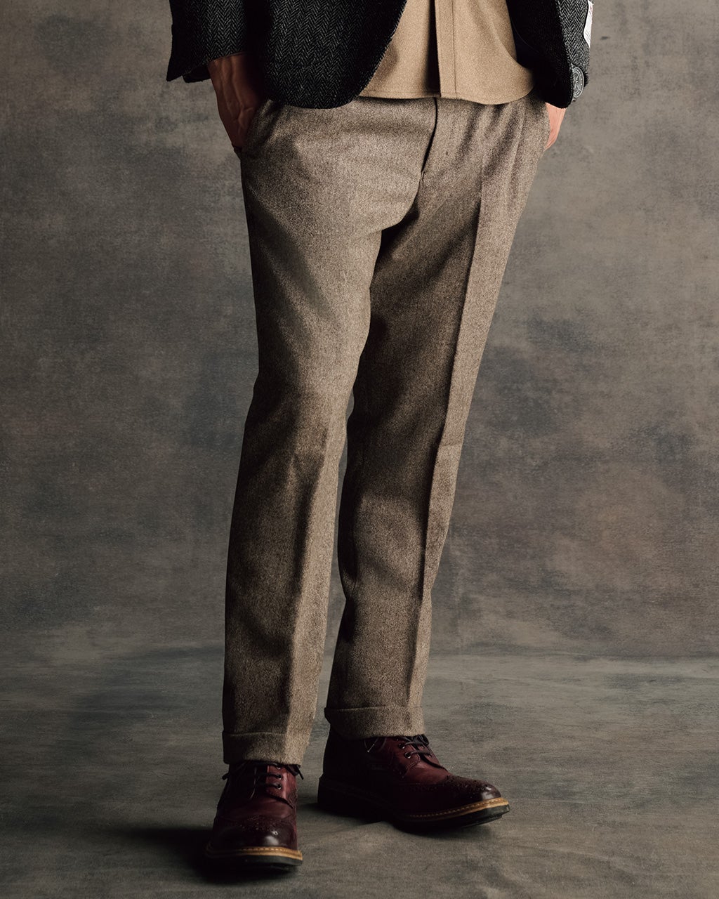 尾州カシミヤブレンド・ツイードパンツ/DoCLASSE