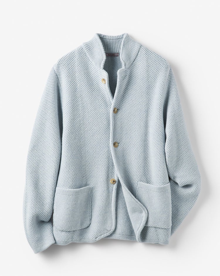 ウールブレンド・鹿の子ニットジャケット 詳細画像 ライトブルー 4