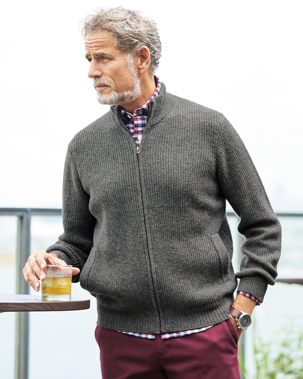 メンズ クルーネック カーディガン/40代50代からのファッション メンズ クルーネック カーディガン/40代50代からのファッション