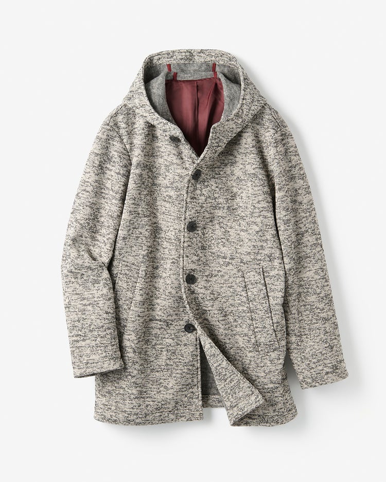 裏起毛フリース・ツイード調ショートコート 詳細画像 ライトグレー 1