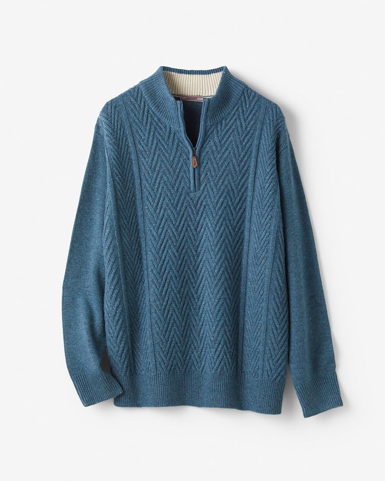 ウールブレンド・杉綾ハーフジップ 詳細画像 ブルーグレー 1