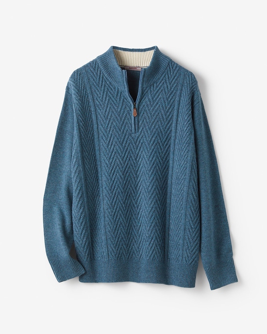 ウールブレンド・杉綾ハーフジップ