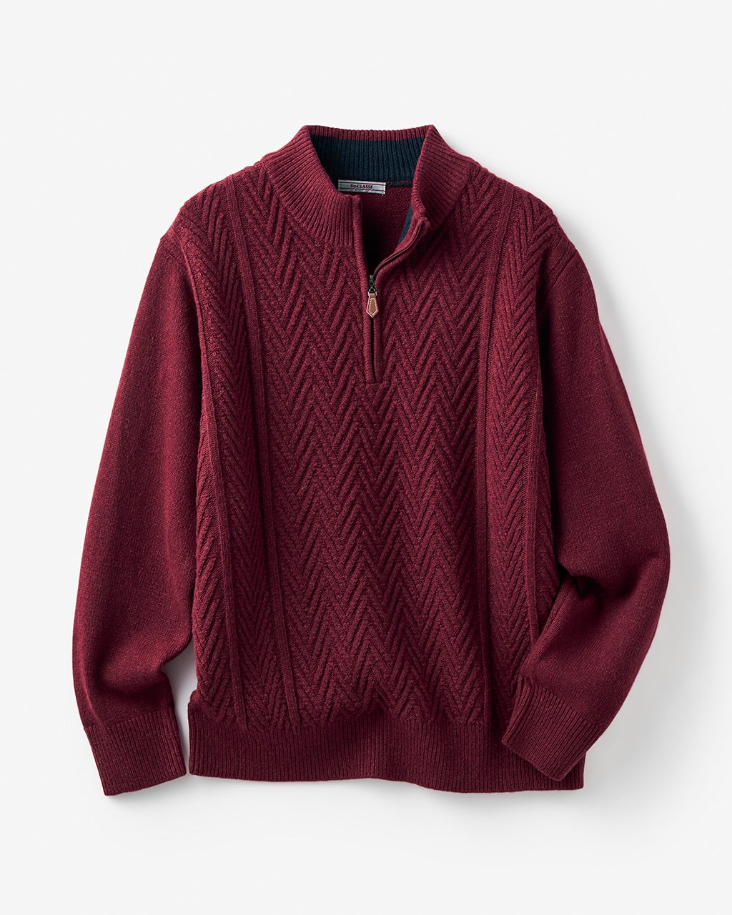 ウールブレンド・杉綾ハーフジップ/40代50代からのメンズ