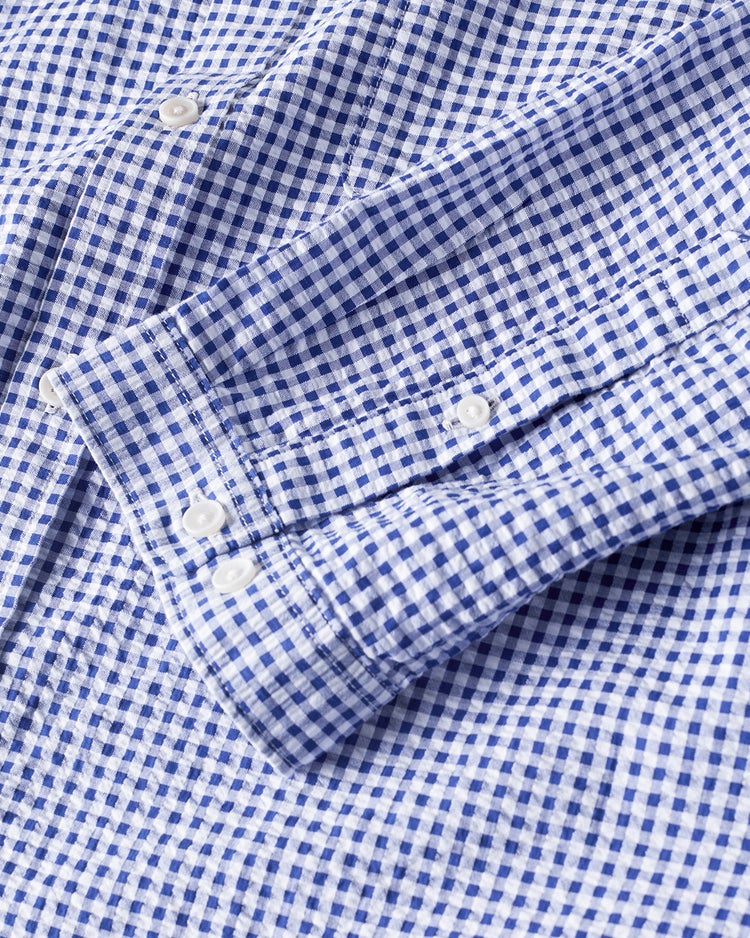 ライトコットン先染めシアサッカー 7分袖 詳細画像 ネイビー&times;ホワイト 2