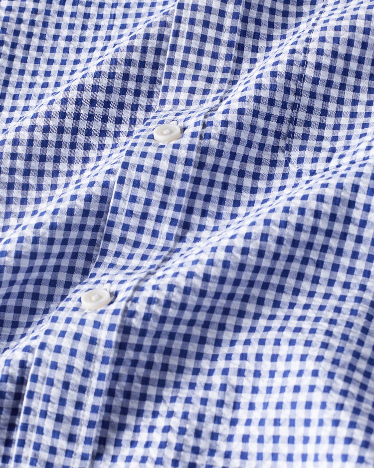 ライトコットン先染めシアサッカー 7分袖 詳細画像 ネイビー&times;ホワイト 3