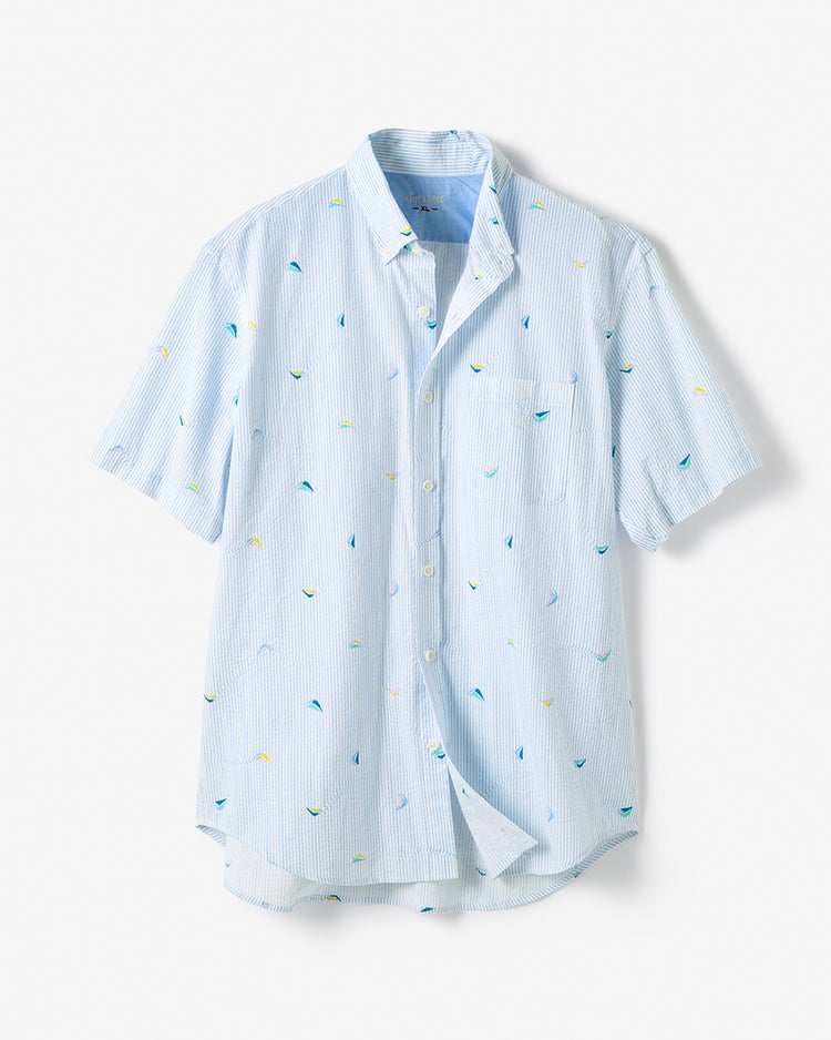 ライトコットンシアサッカーシャツ半袖 詳細画像 ヨット3 1