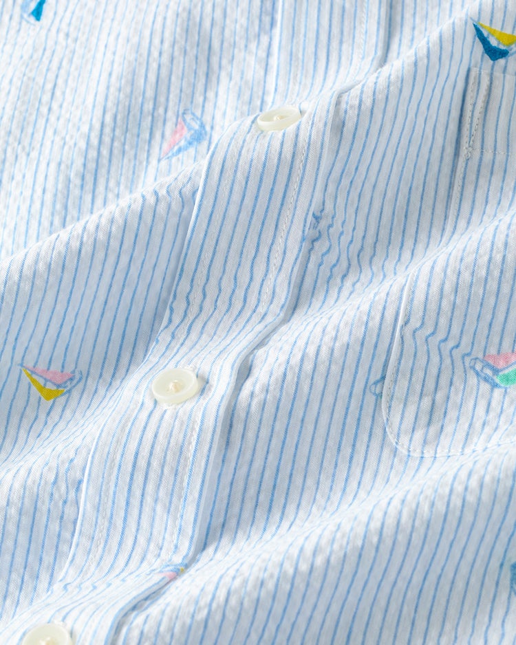 ライトコットンシアサッカーシャツ半袖 詳細画像 ヨット3 2