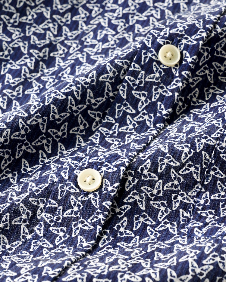 ライトコットンシアサッカーシャツ半袖 詳細画像 蝶 2