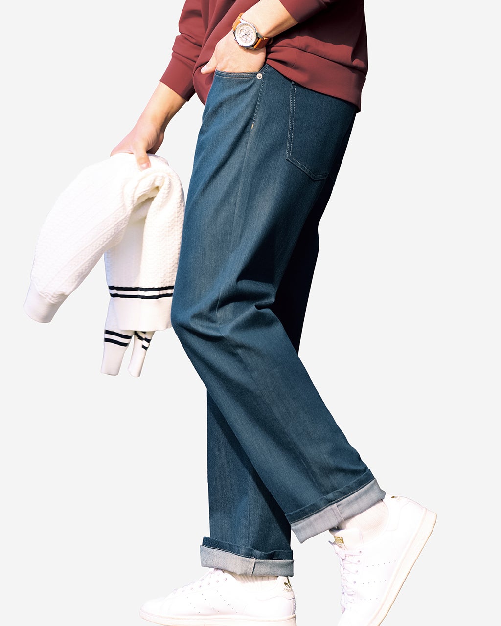 洗っても色あせにくいデニム風5ポケット/40代50代からのメンズ