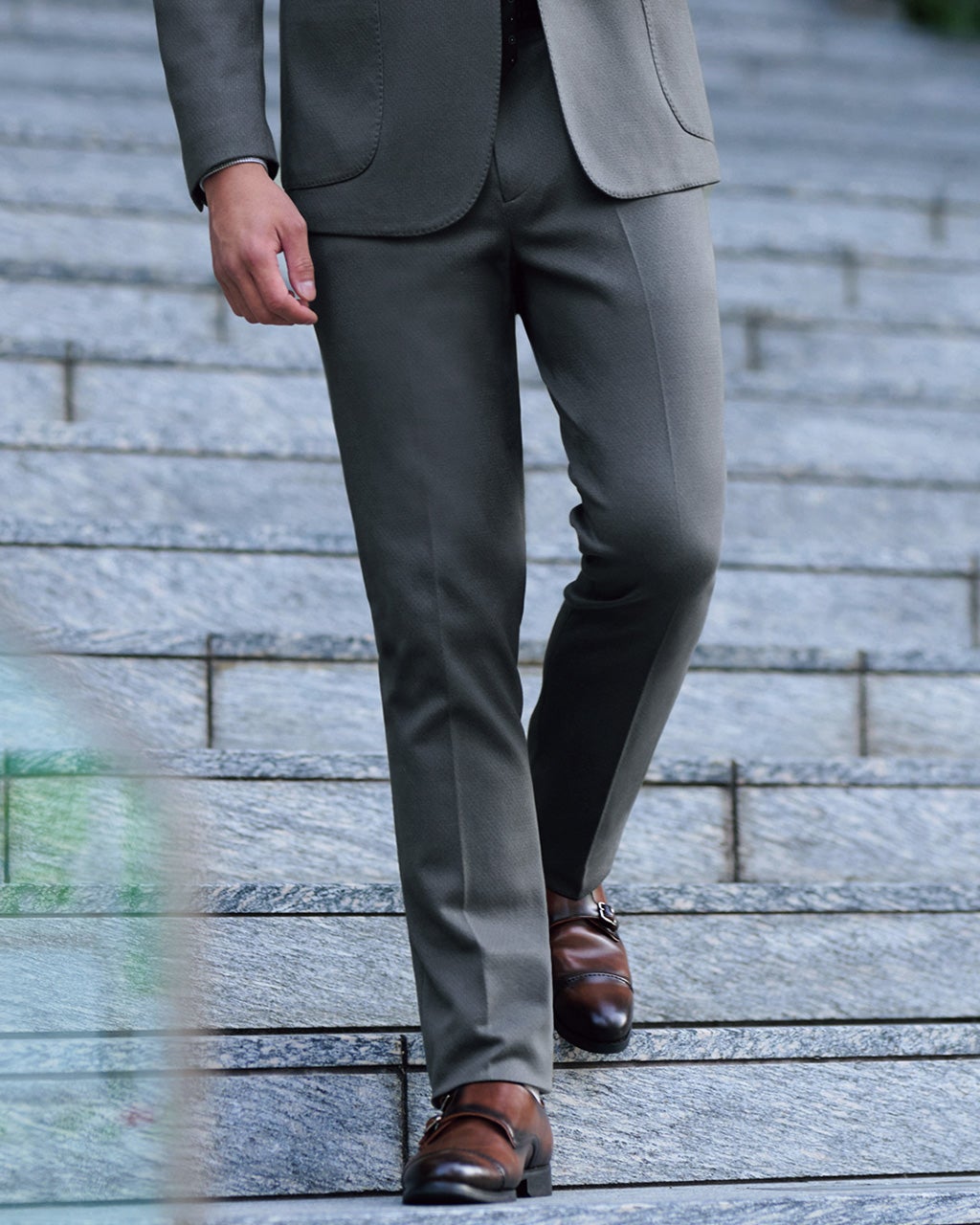 洗える伸びるいち崩し柄ジャージテーパードノータック/40代50代 洗える伸びるいち崩し柄ジャージテーパードノータック/40代50代