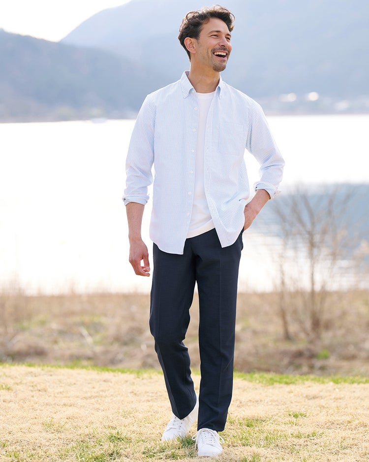 麻調イージーケアパンツ・ノータック 詳細画像 ネイビー 6