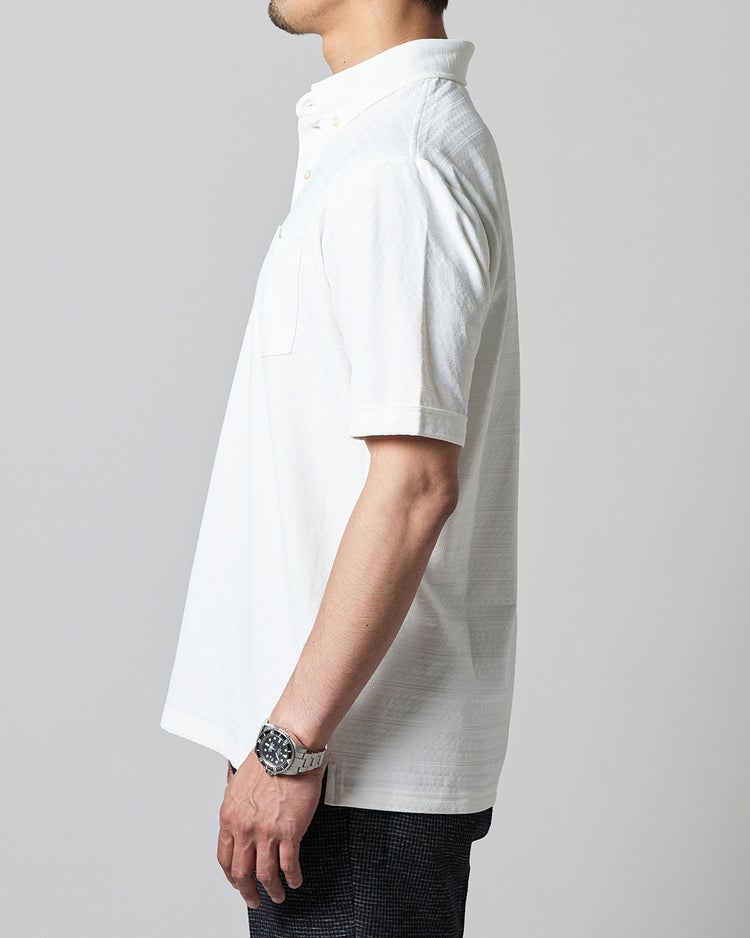 吸汗速乾ジャガードボーダーサラッとポロ 半袖 詳細画像 オフホワイト 4