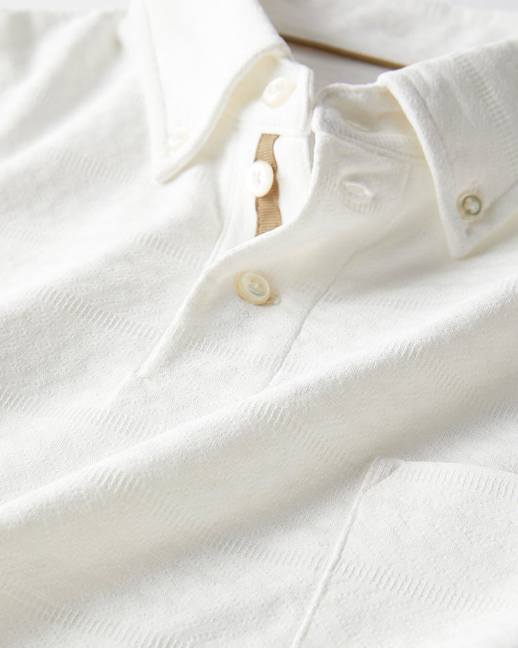 吸汗速乾ジャガードボーダーサラッとポロ 半袖 詳細画像 オフホワイト 7