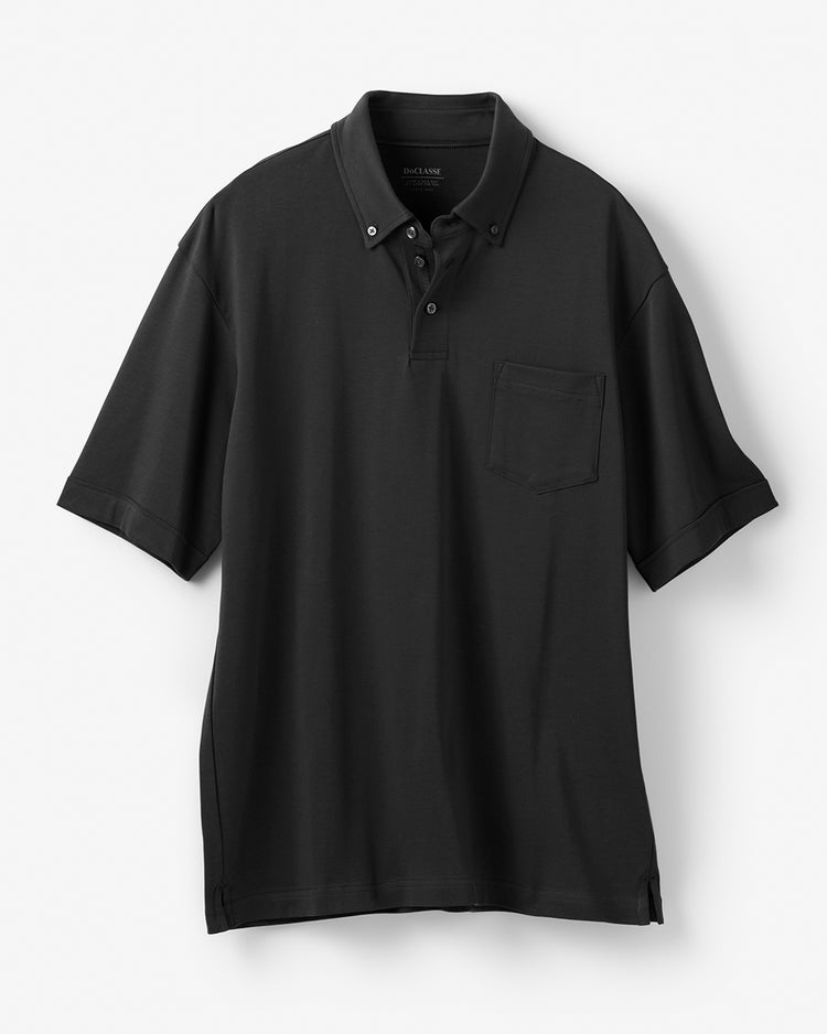 超長綿リファインドポロ 半袖 詳細画像 ブラック 1