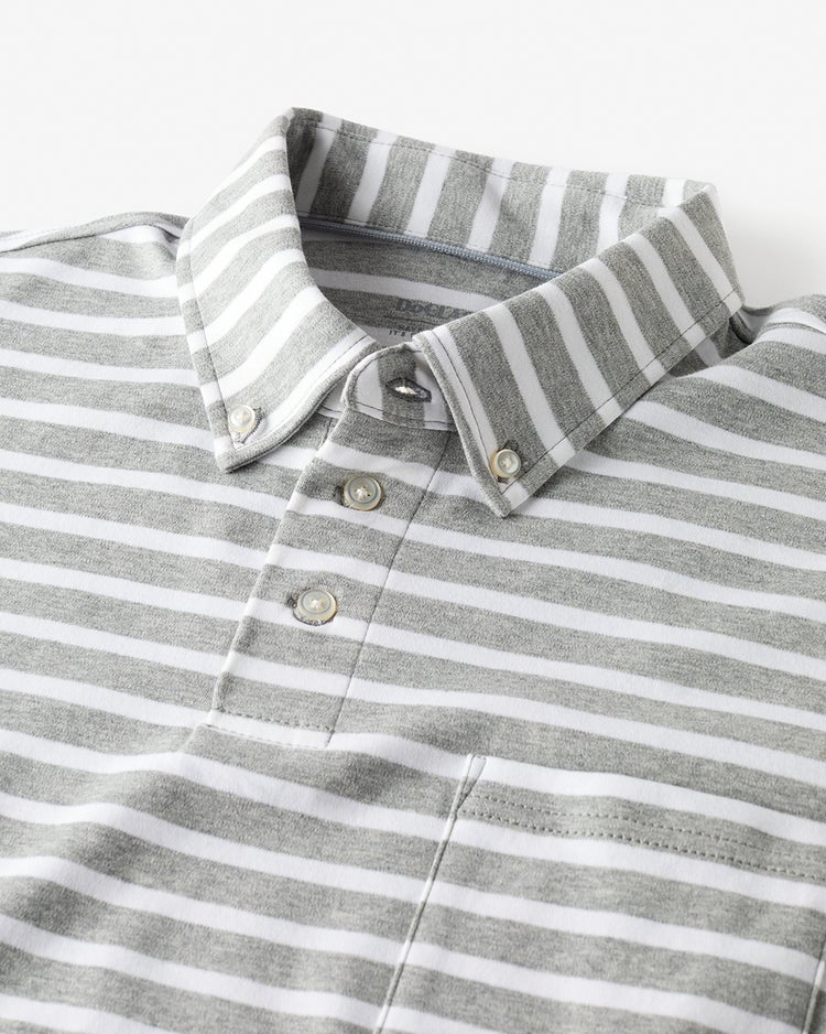 超長綿リファインドポロ 半袖 詳細画像 杢グレー&times;ホワイト 2