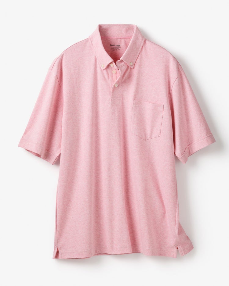 超長綿リファインドポロ 半袖 詳細画像 杢ピンク 1
