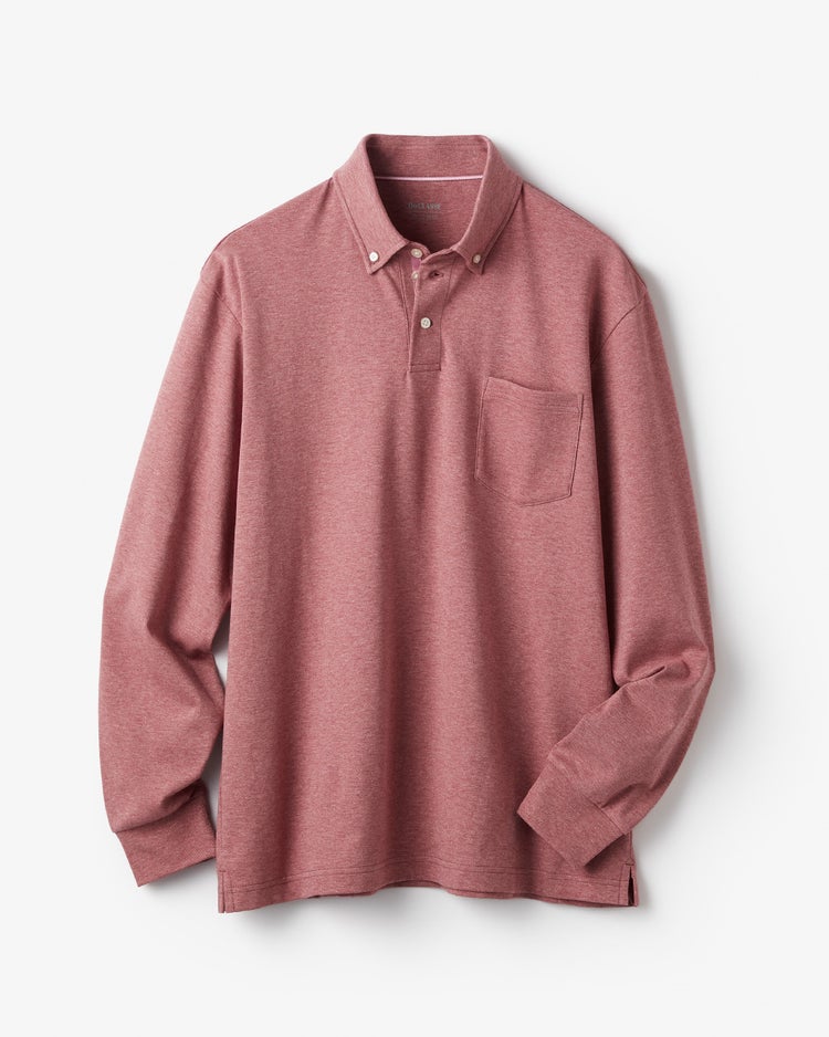 超長綿リファインドポロ　長袖 詳細画像 杢レッド 1
